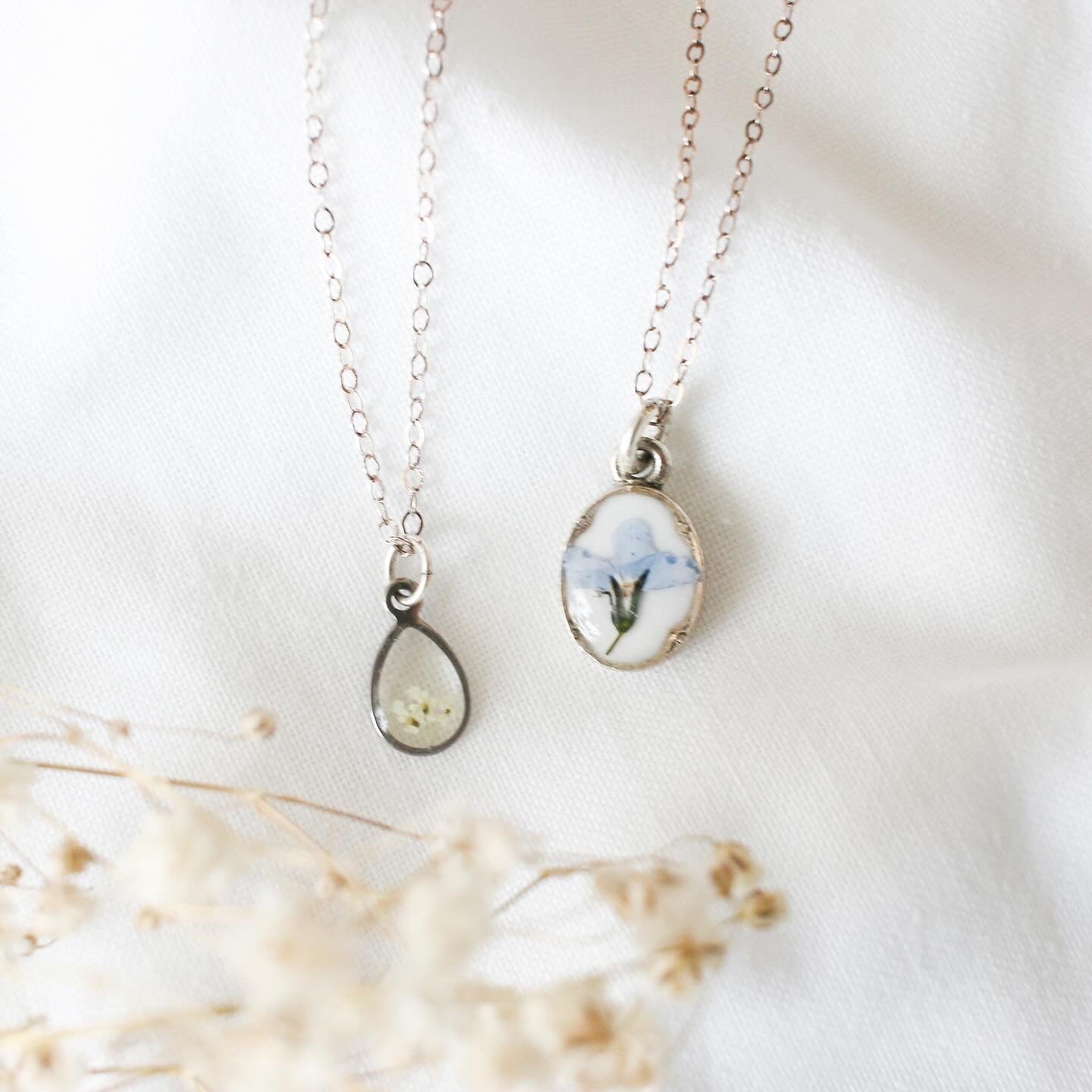 Silver Raindrop Queen Anne's Lace Necklace