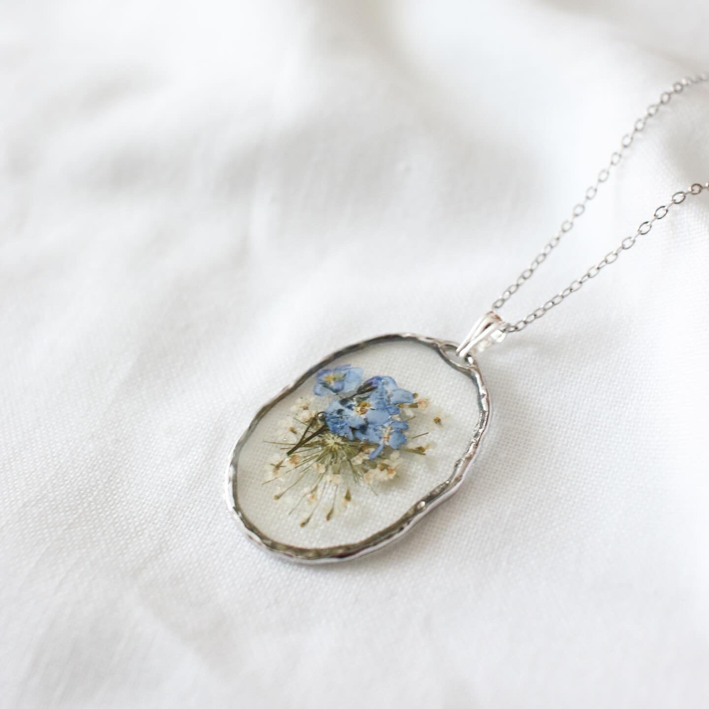 Forget me Not Bouquet Pendant in Silver