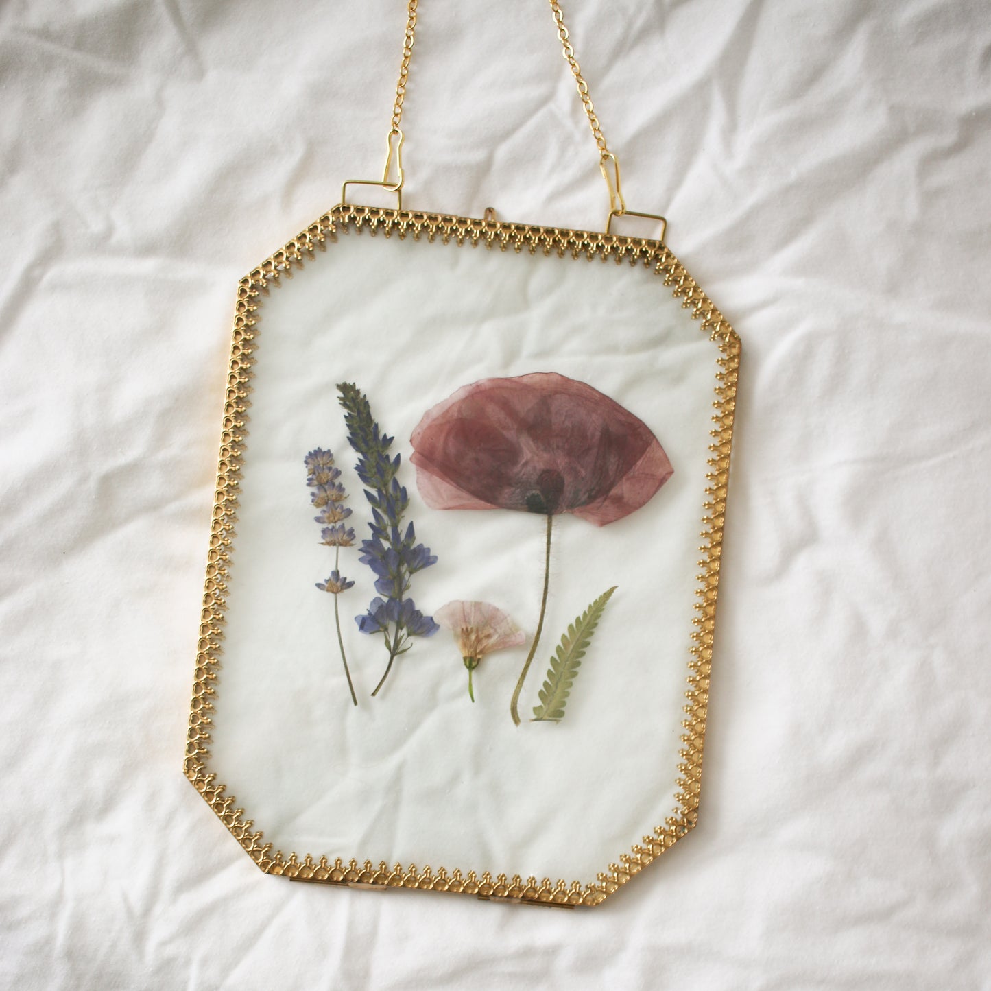 "Fields of Provence” Double Glass Hanging Framed Art
