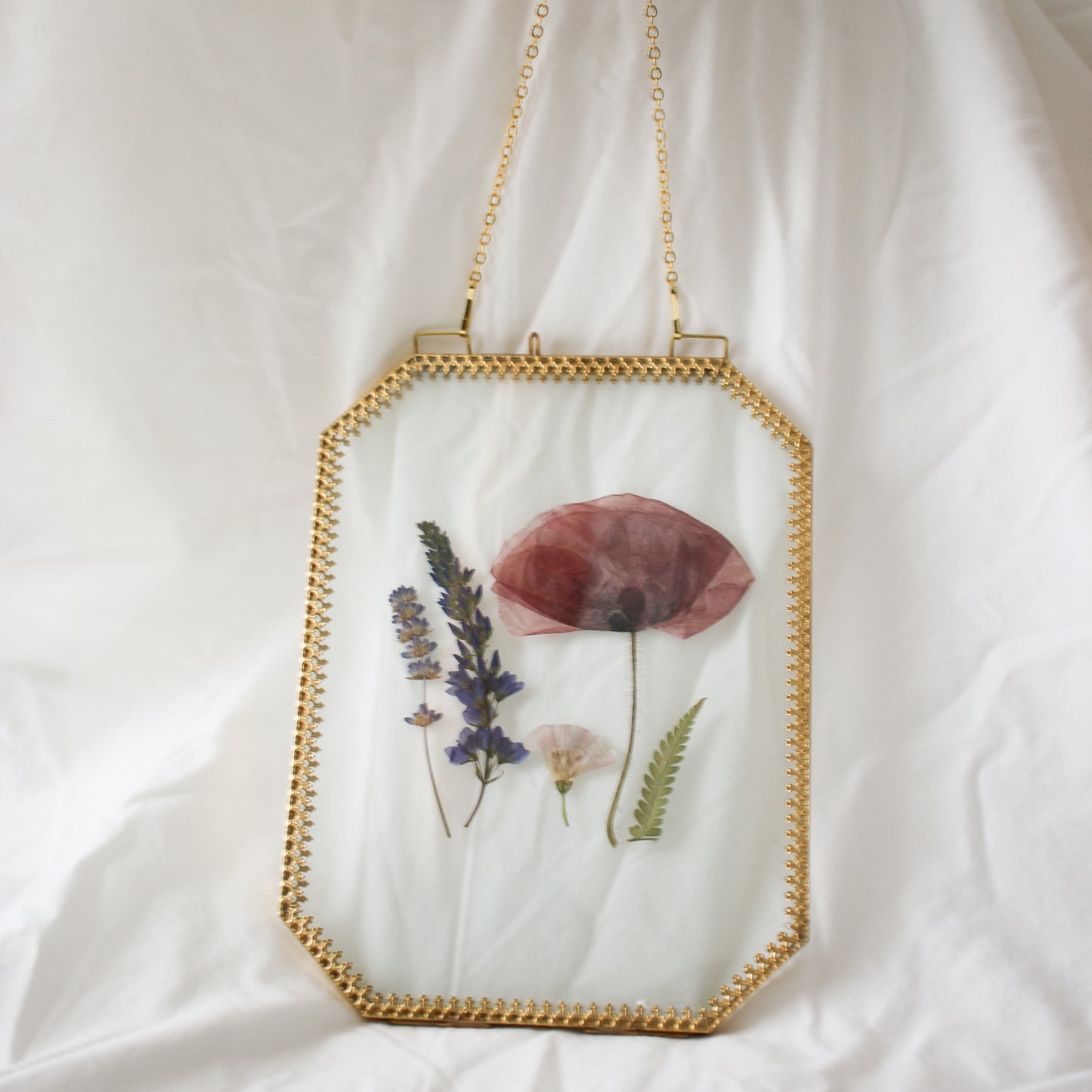 "Fields of Provence” Double Glass Hanging Framed Art