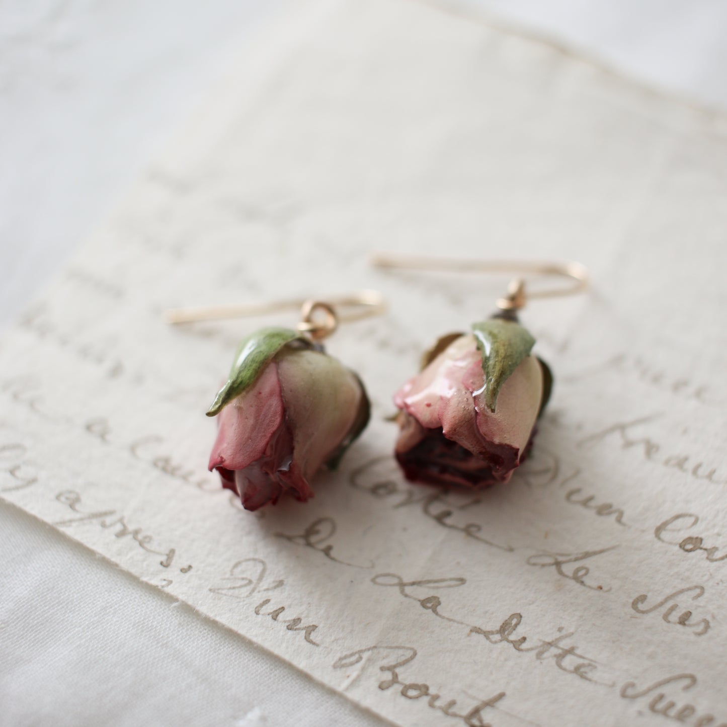 Garden Rose Earrings in Blush