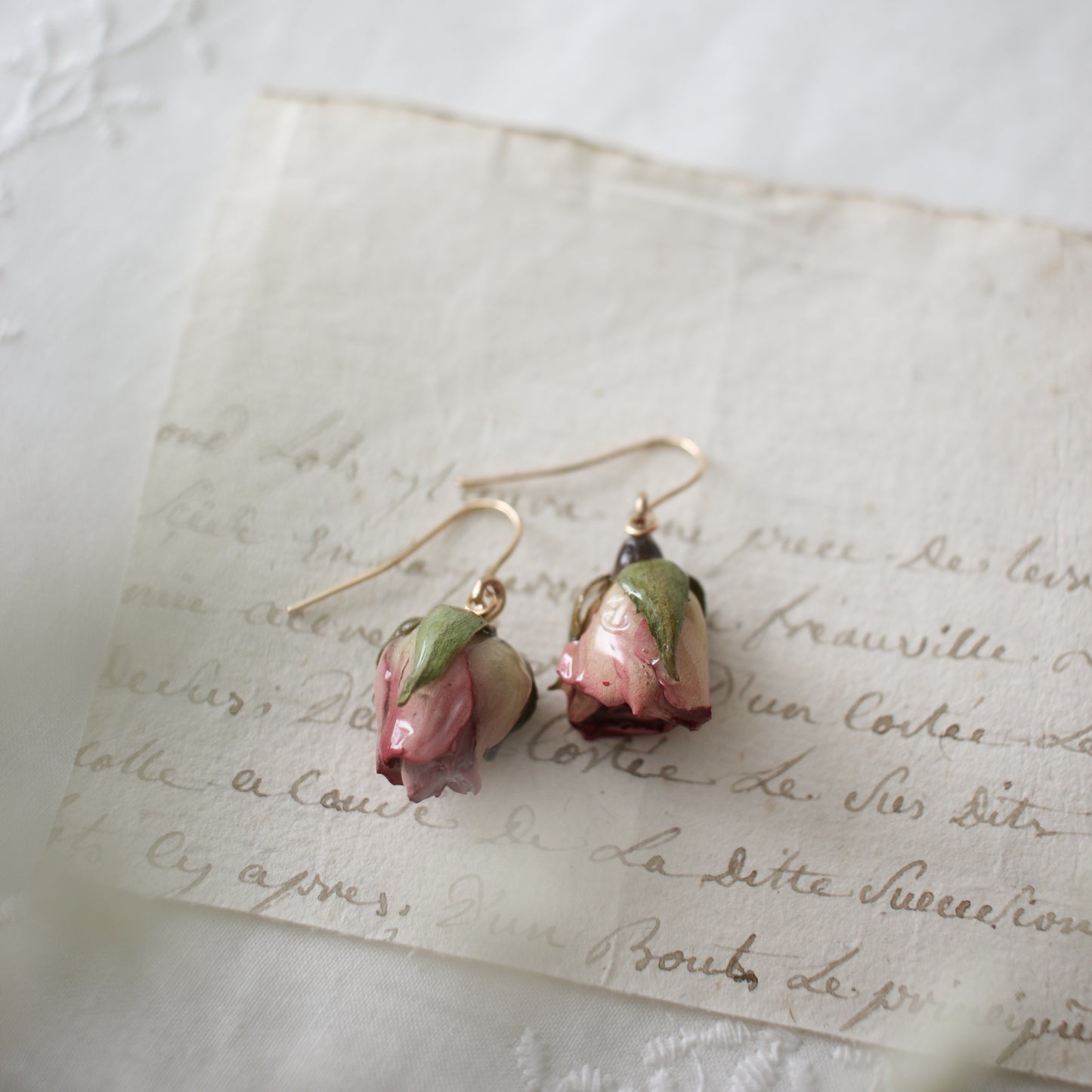 Garden Rose Earrings in Blush