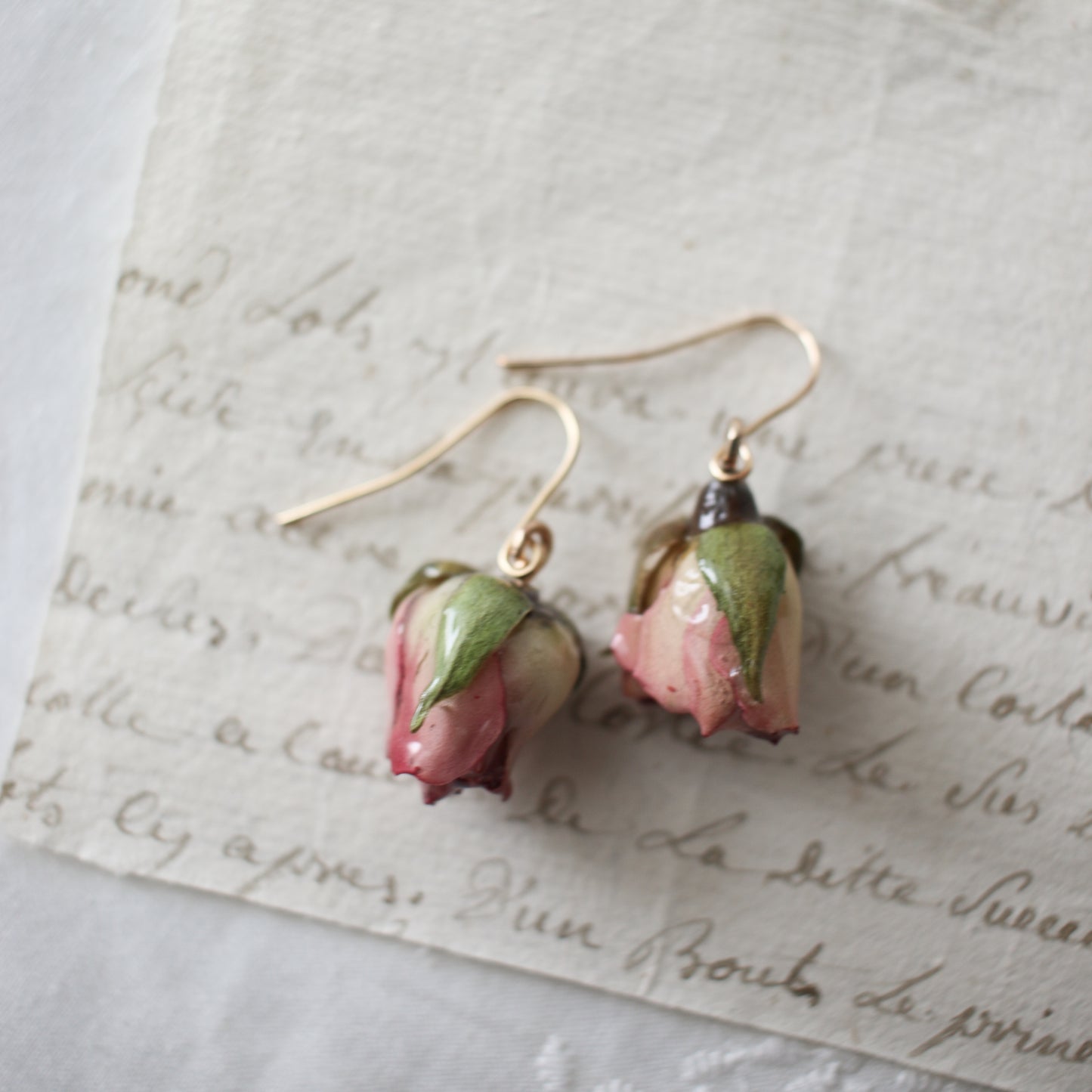 Garden Rose Earrings in Blush