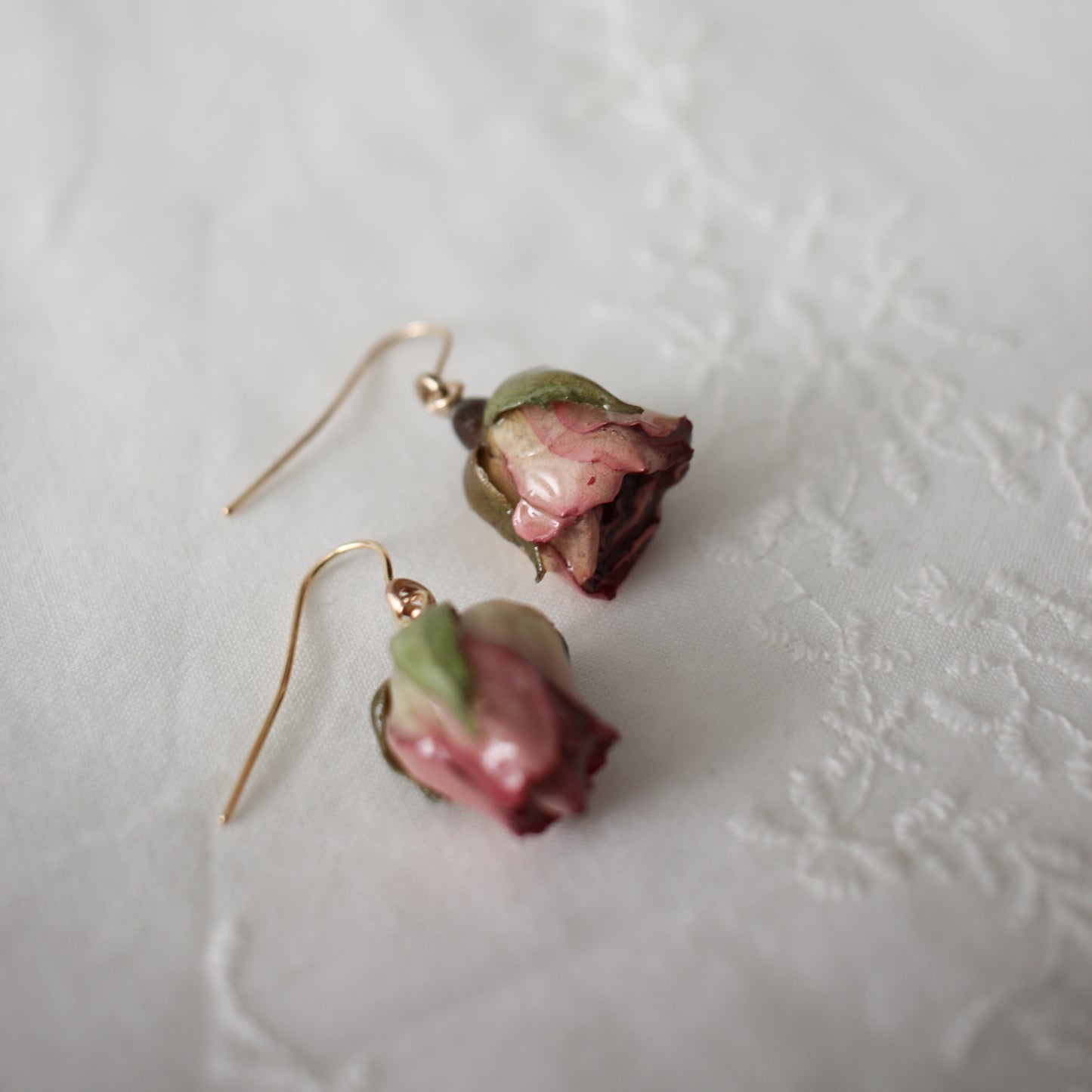 Garden Rose Earrings in Blush