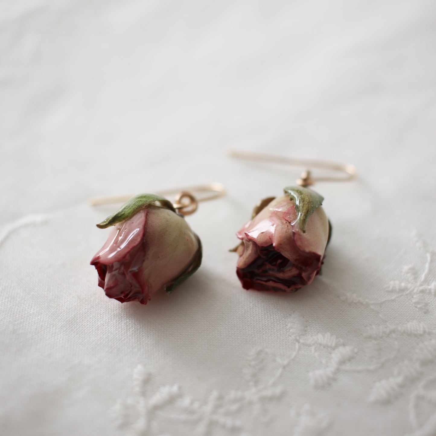 Garden Rose Earrings in Blush