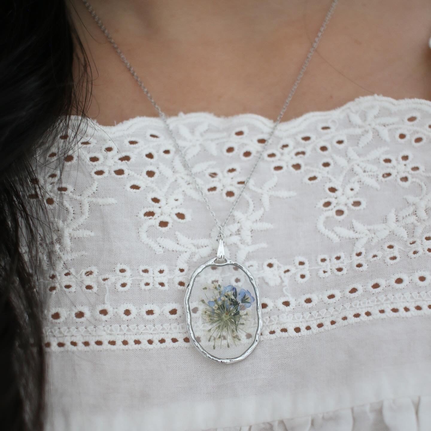 Forget me Not Bouquet Pendant in Silver