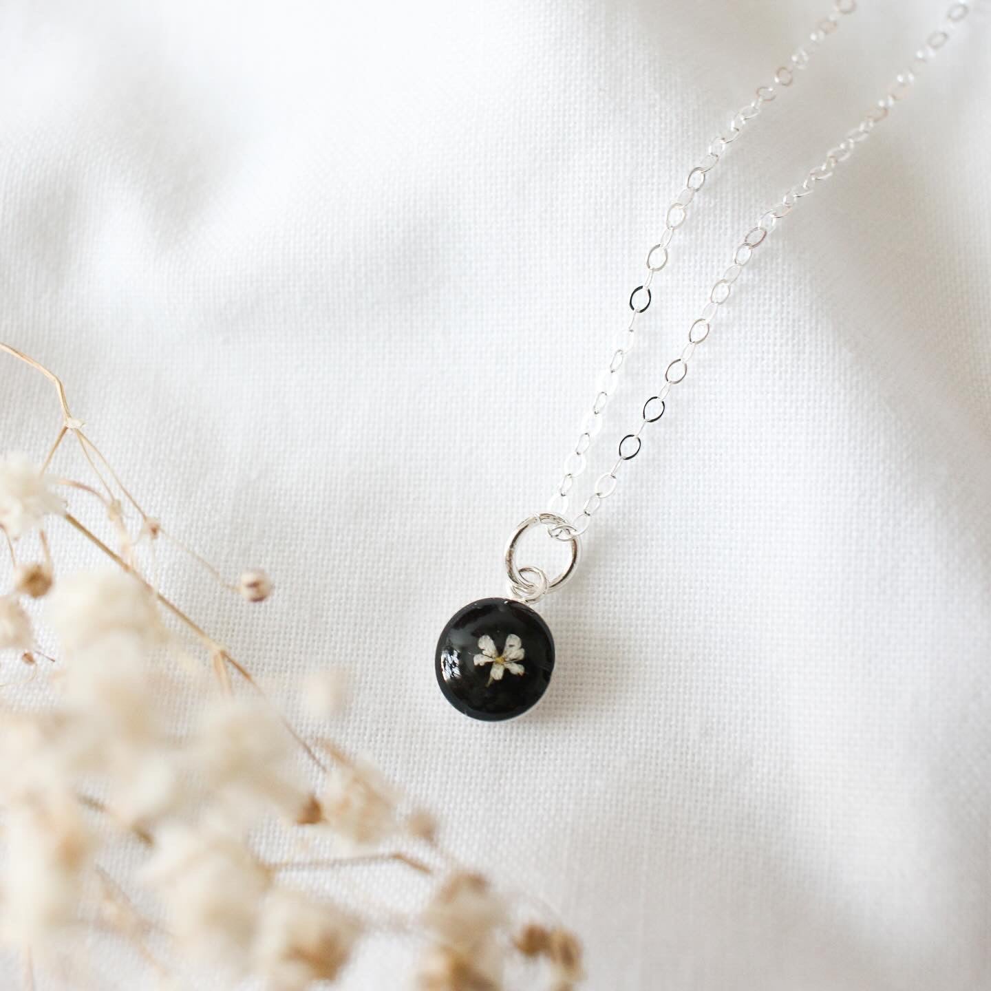 Silver Fleur Tiny Circle Pendant