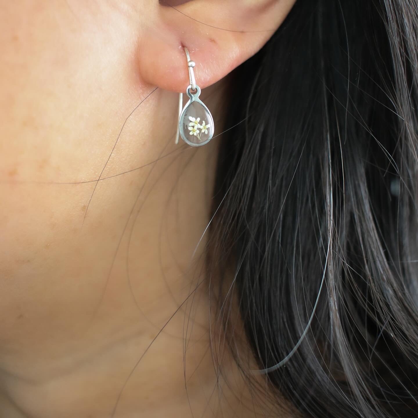 Raindrop French Hook Earrings in Silver