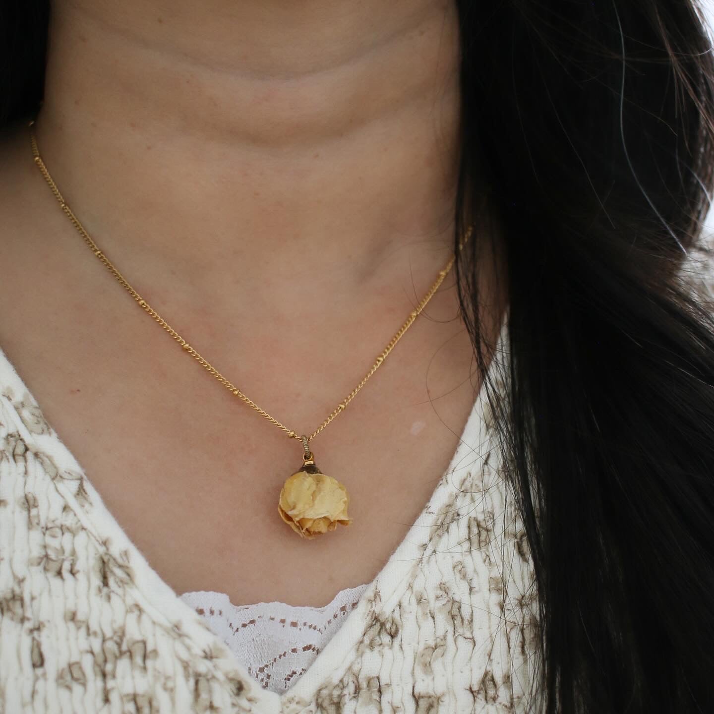 Garden Rose Necklace in Honey