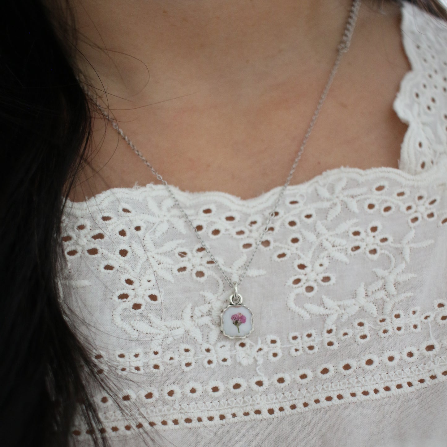 Diana Square Necklace in Silver