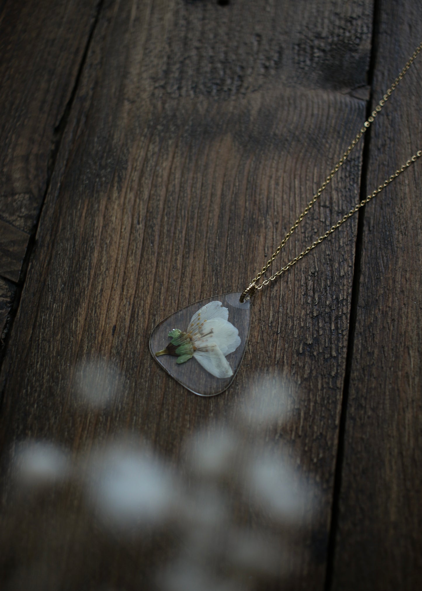 Apple Blossom Guitar Pick Necklace