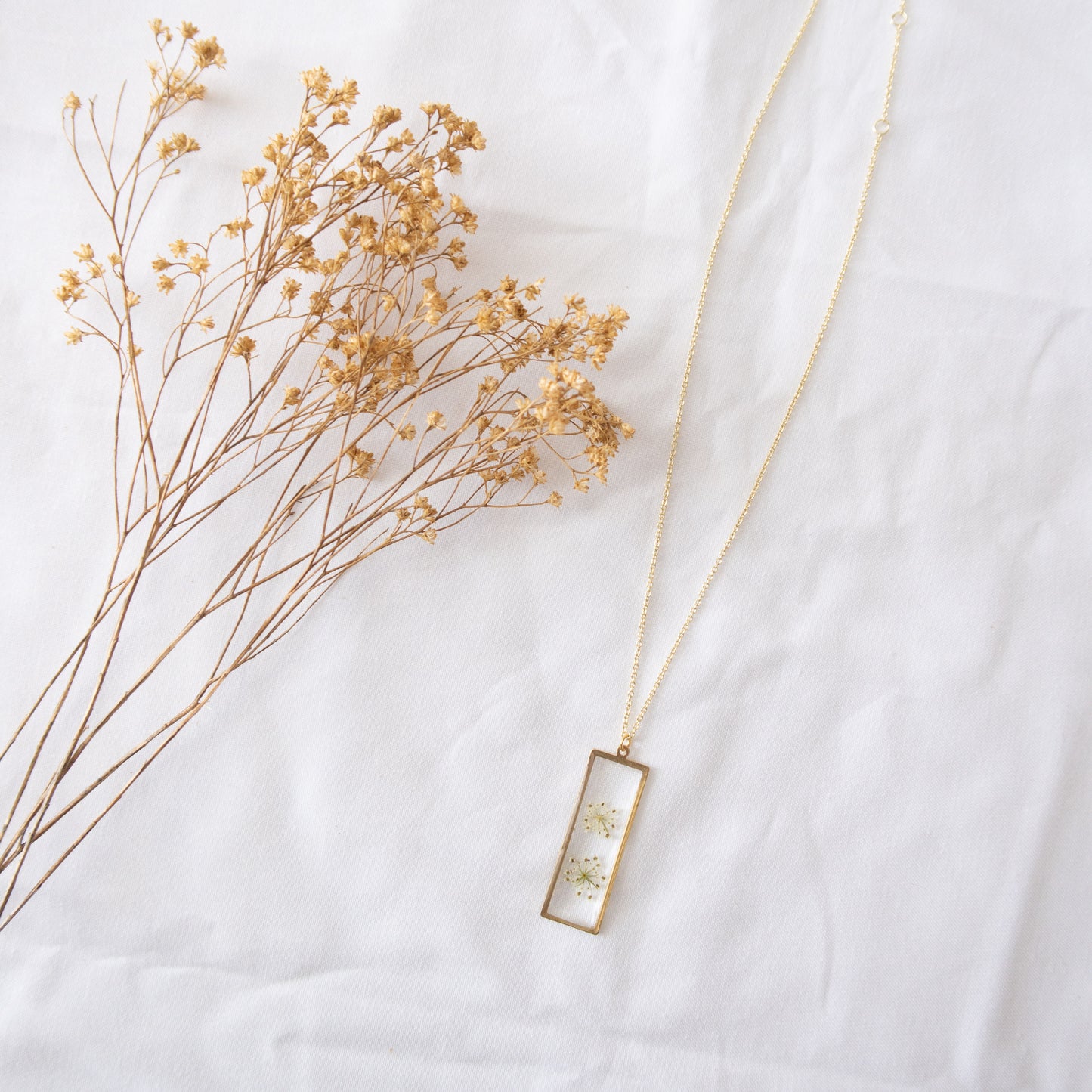Rectangular Queen Anne's Lace Pendant