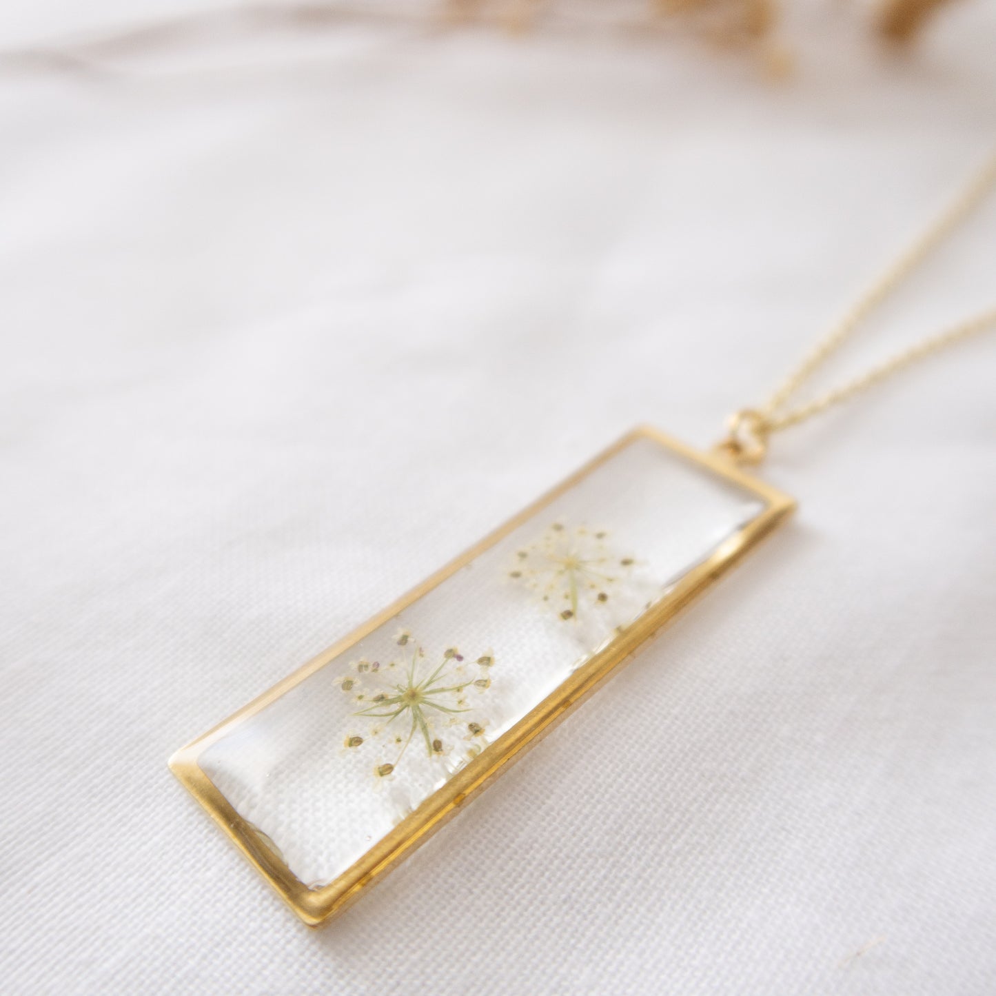 Rectangular Queen Anne's Lace Pendant