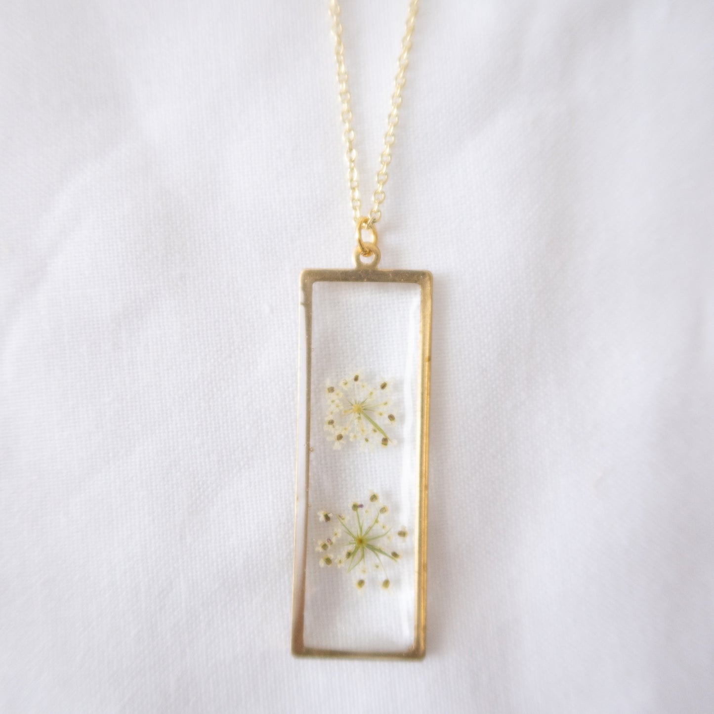 Rectangular Queen Anne's Lace Pendant