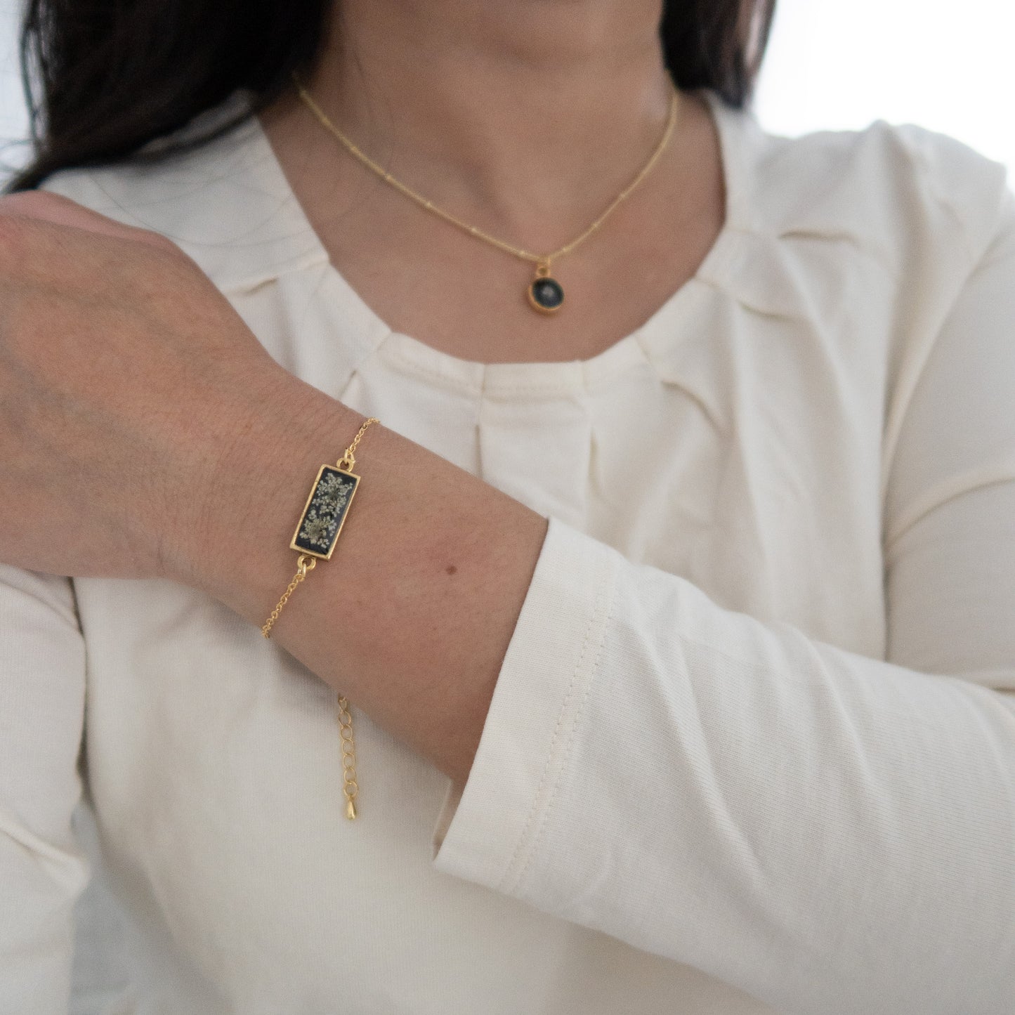 Starry Night Queen Anne's Lace Adjustable Bracelet