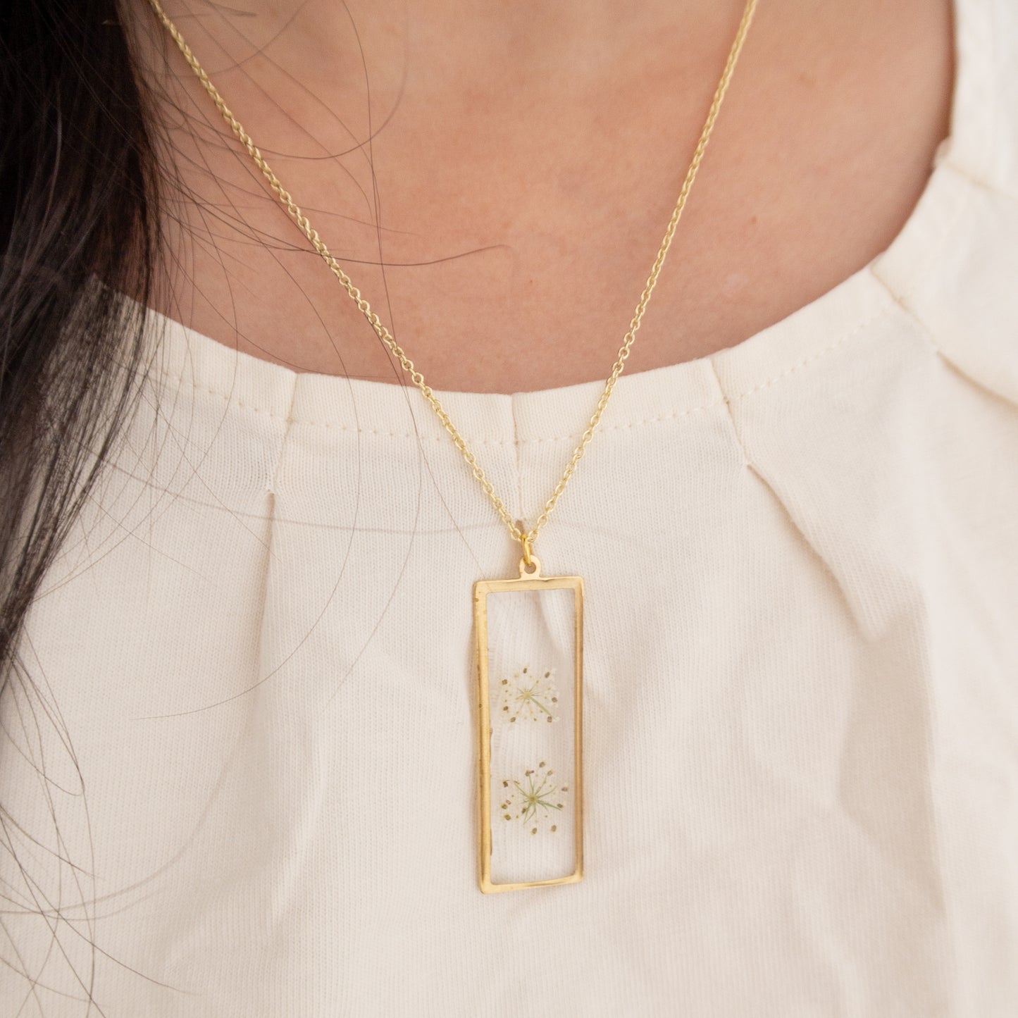 Rectangular Queen Anne's Lace Pendant