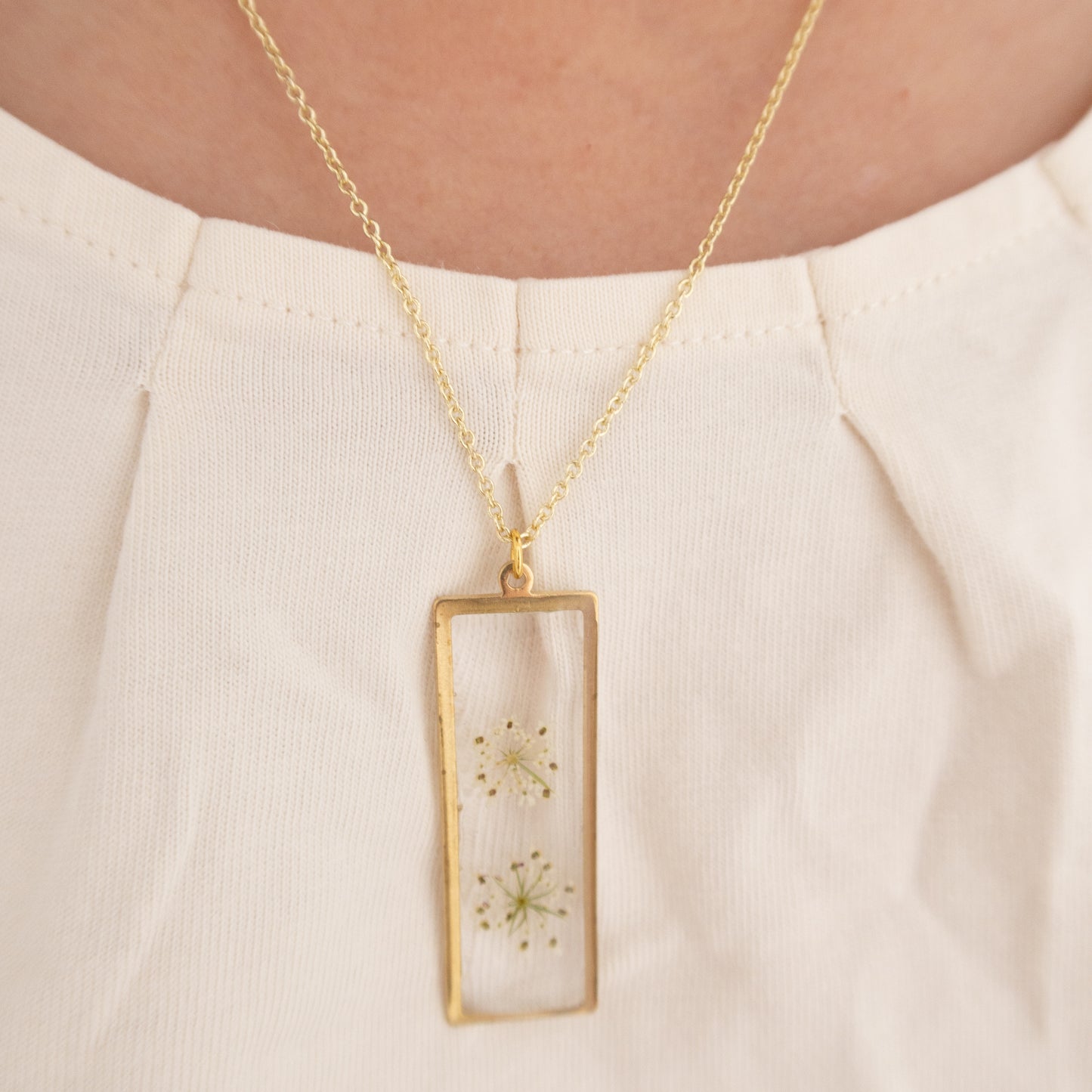 Rectangular Queen Anne's Lace Pendant