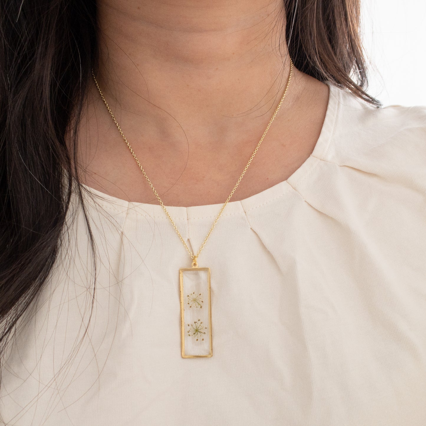 Rectangular Queen Anne's Lace Pendant