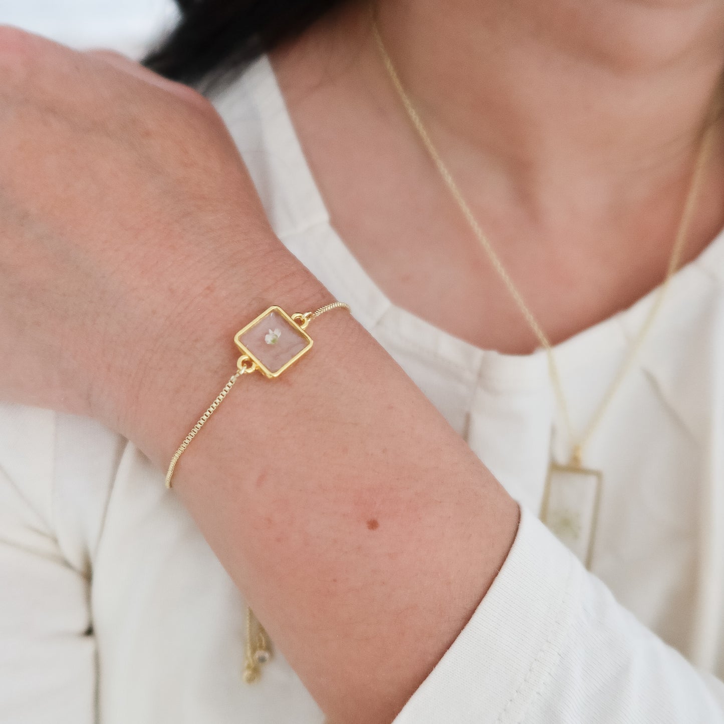 Square Alyssum Adjustable Slider Bracelet