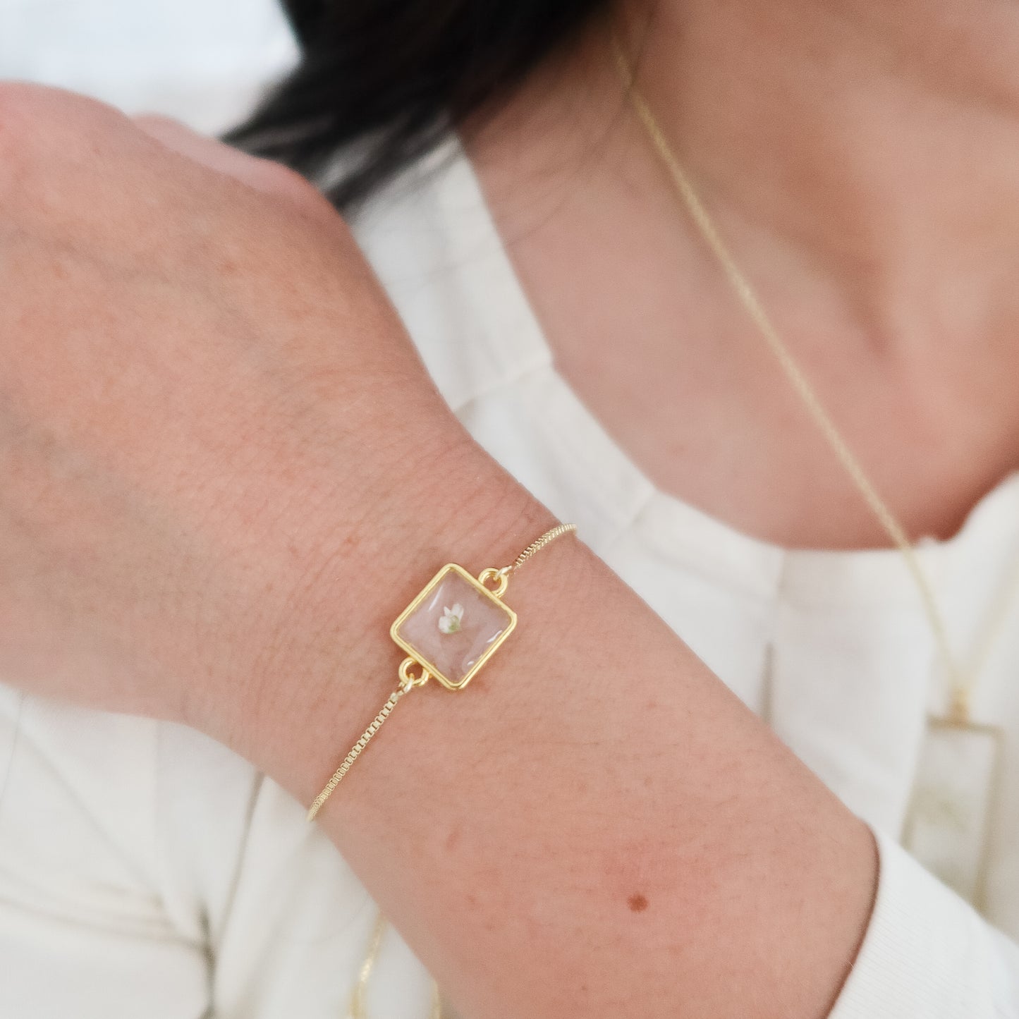 Square Alyssum Adjustable Slider Bracelet