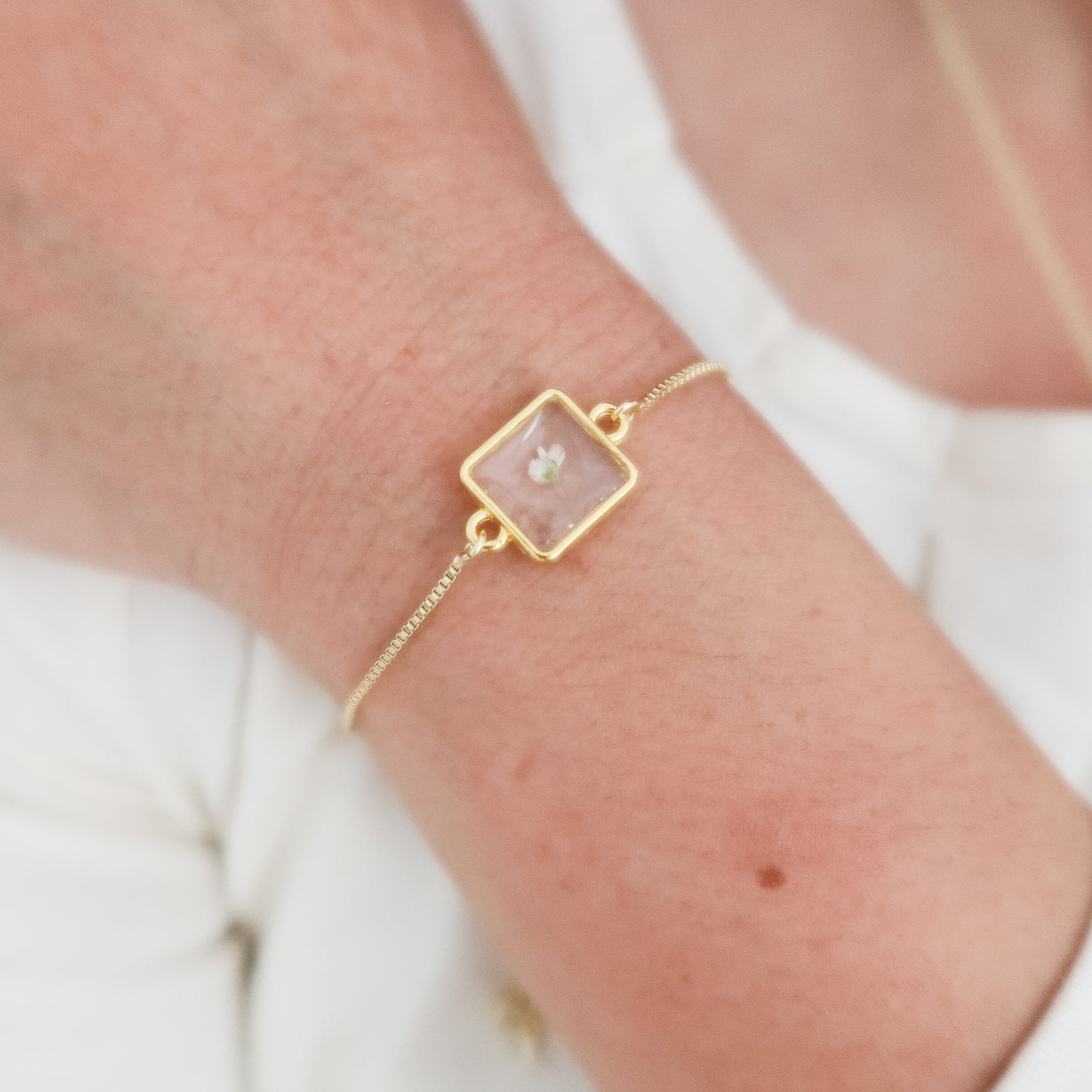 Square Alyssum Adjustable Slider Bracelet