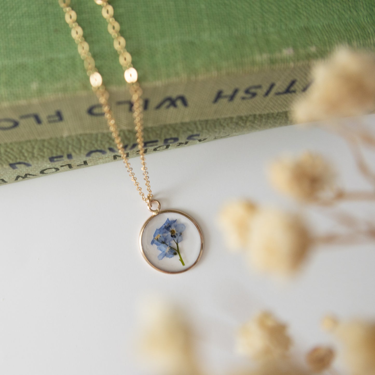 Simple Forget Me Not Bouquet Pendant