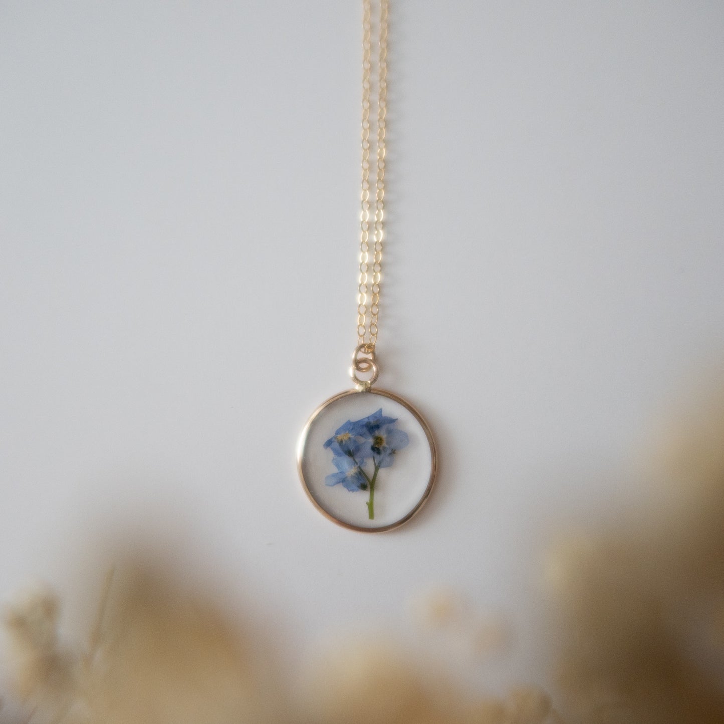 Simple Forget Me Not Bouquet Pendant
