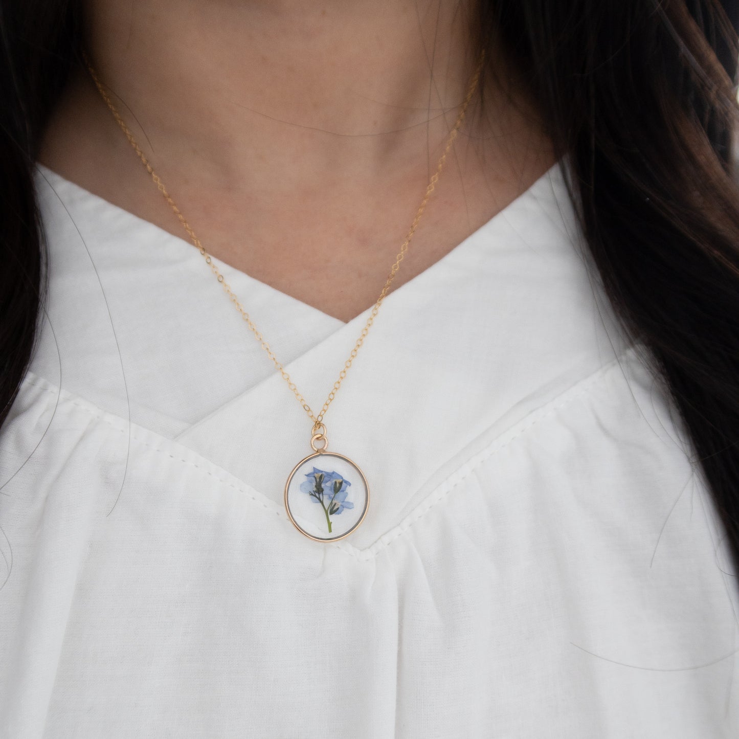 Simple Forget Me Not Bouquet Pendant