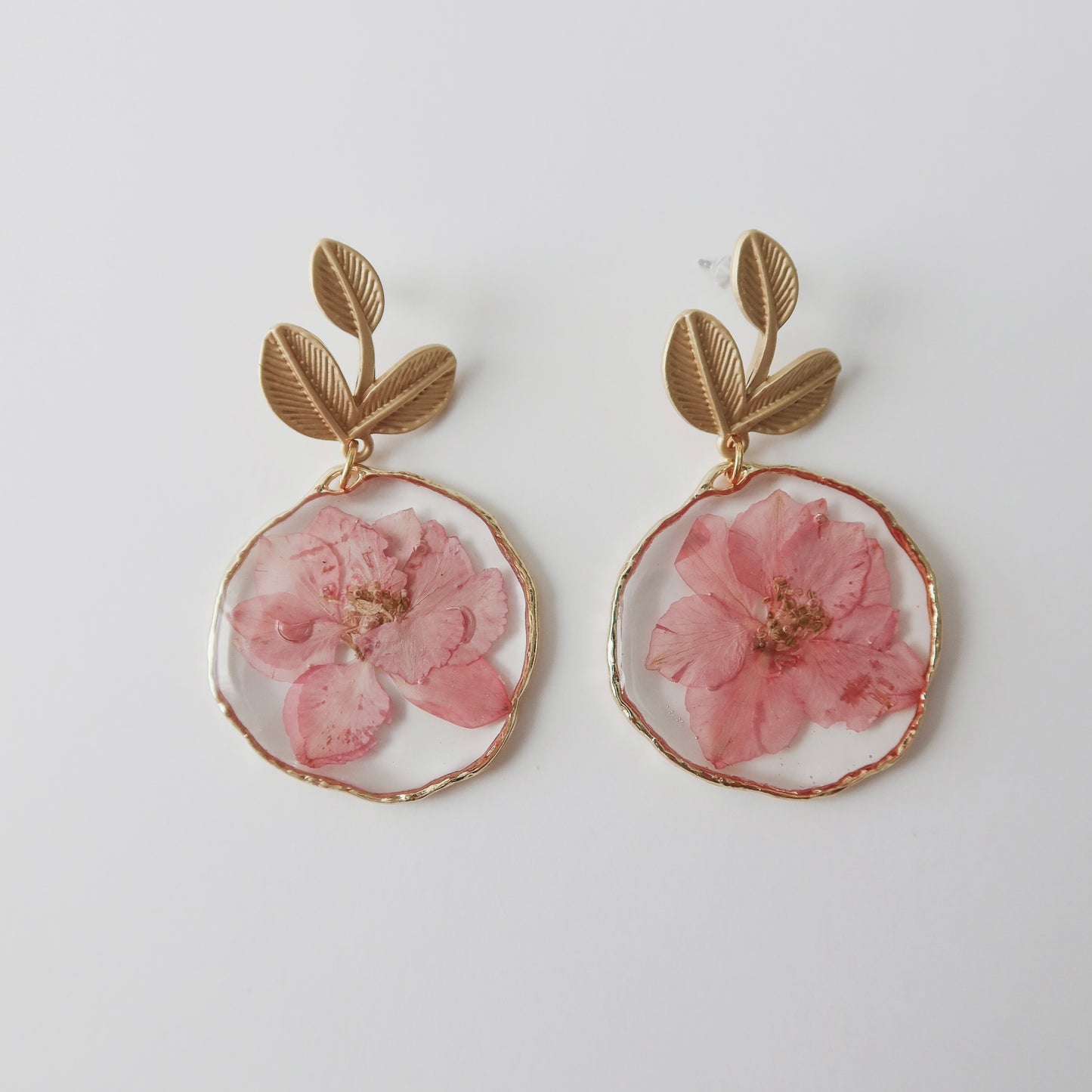 Pink Larkspur Blooms Stud Earrings