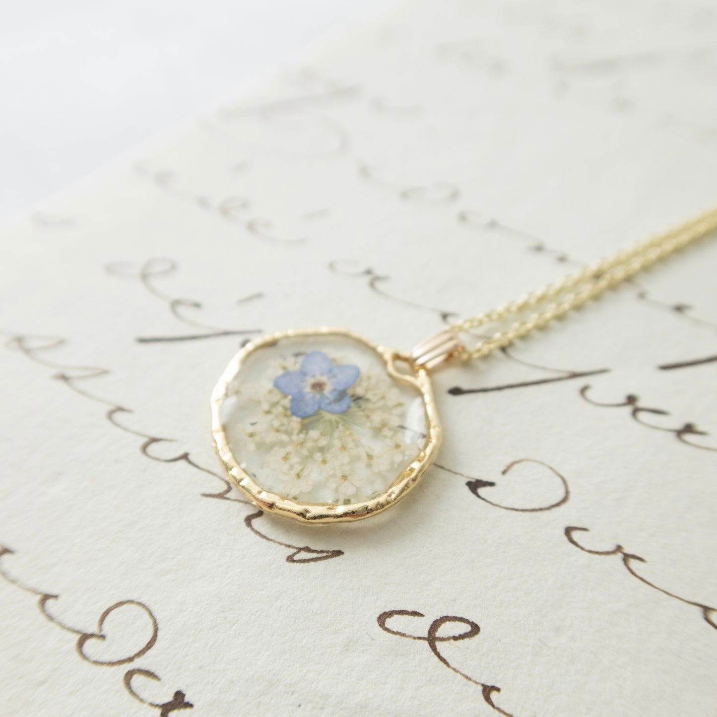 The Trouvaille Blue Forget Me Not Necklace