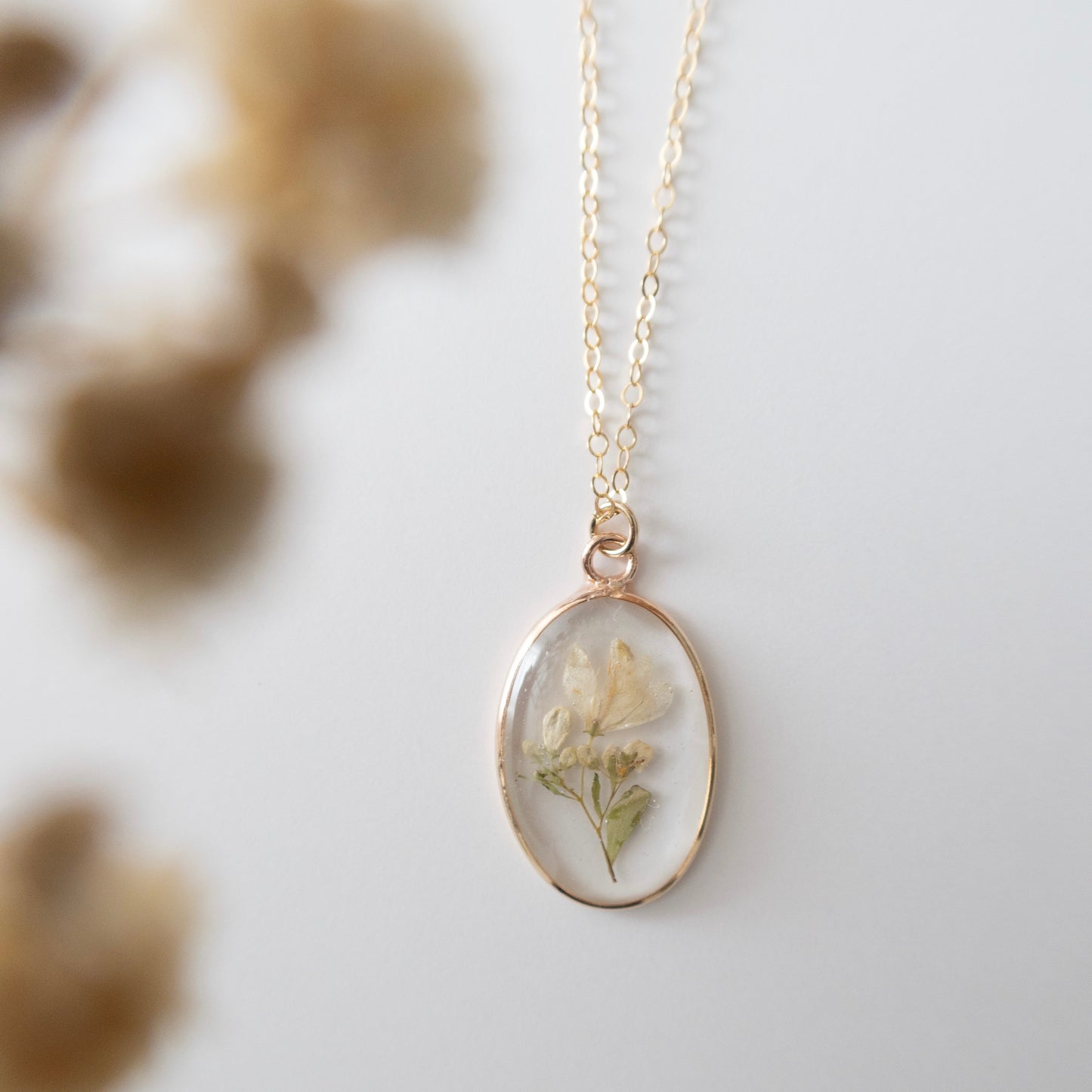 Simple Wildflowers Oval Pendant