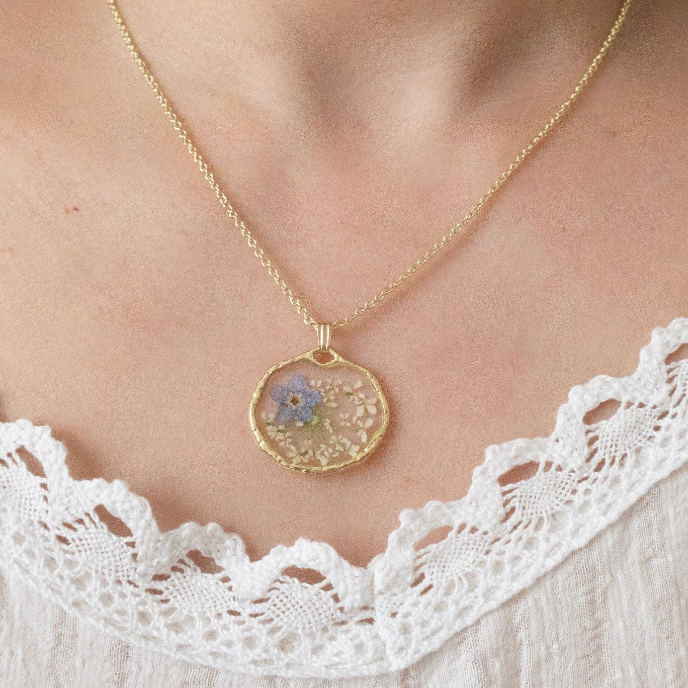 The Trouvaille Blue Forget Me Not Necklace
