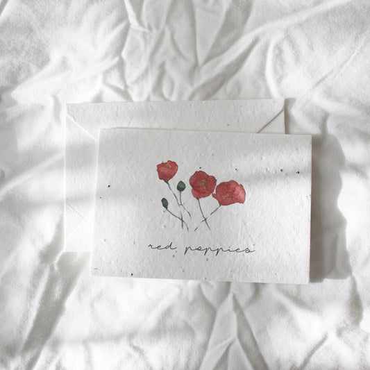 Plantable Poppies Watercolor Greeting Card