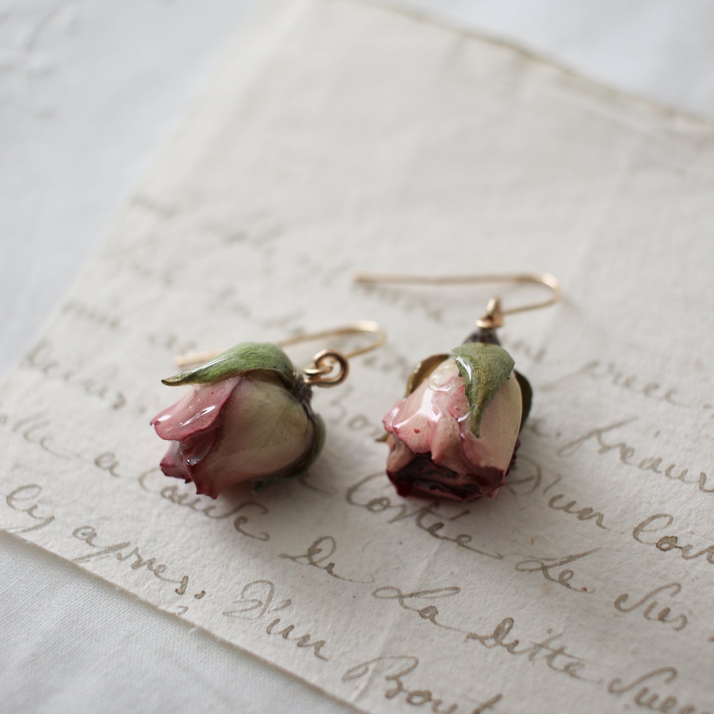 Garden Rose Earrings in Blush