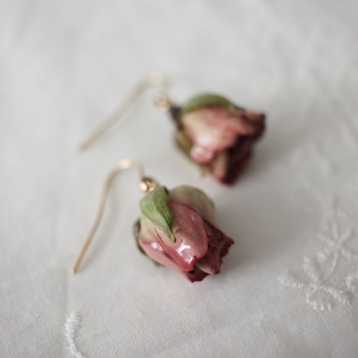 Garden Rose Earrings in Blush