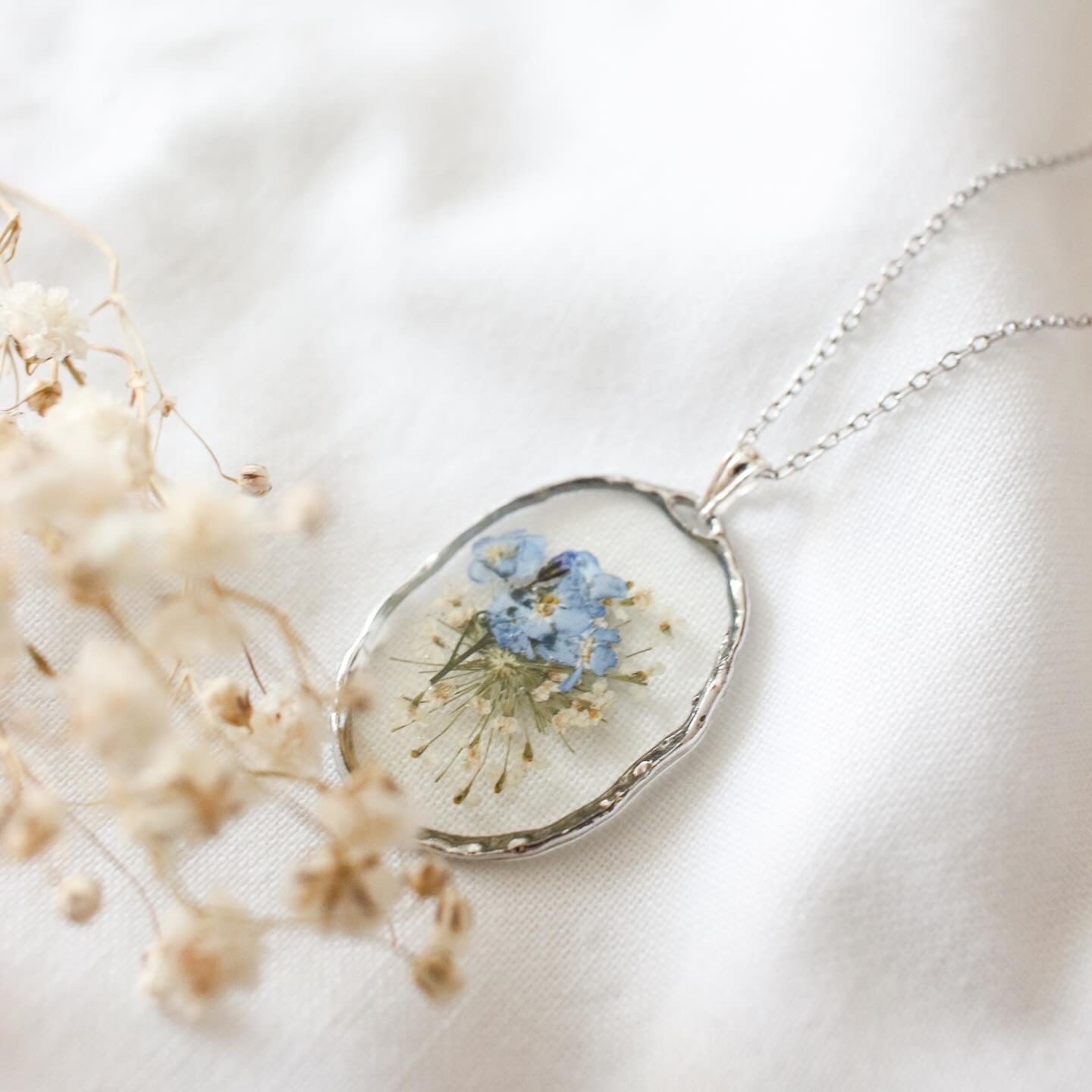 Forget me Not Bouquet Pendant in Silver