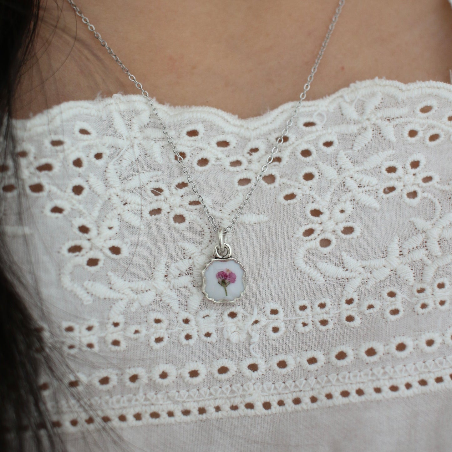 Diana Square Necklace in Silver