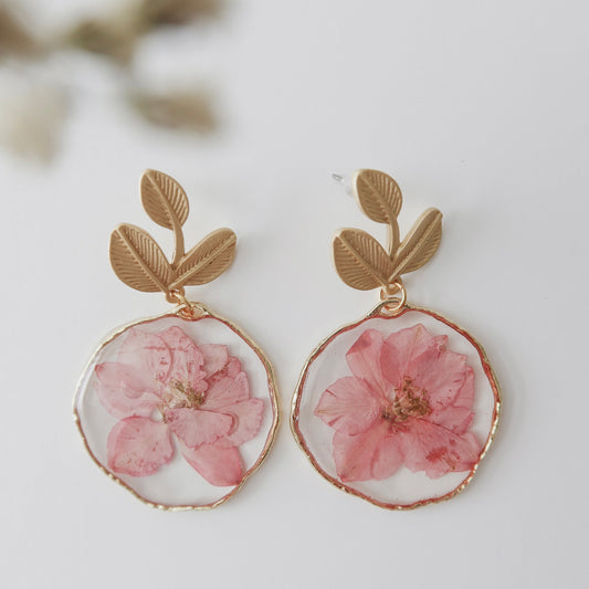 Pink Larkspur Blooms Stud Earrings (wholesale) MSRP $35.00