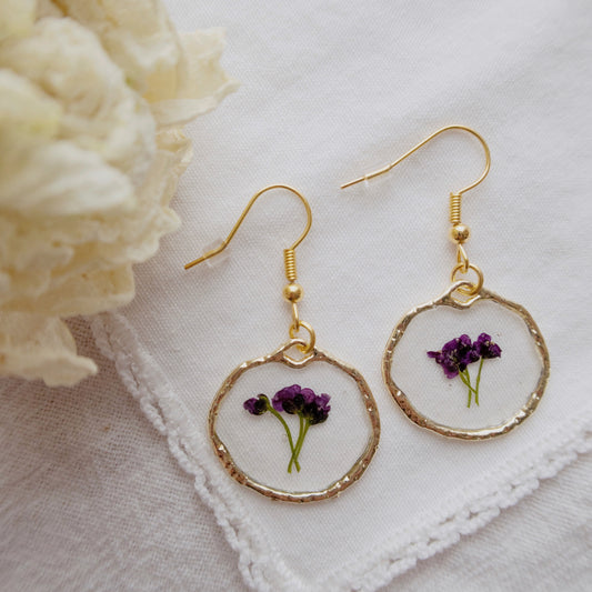 Purple Alyssum Bouquet Earrings