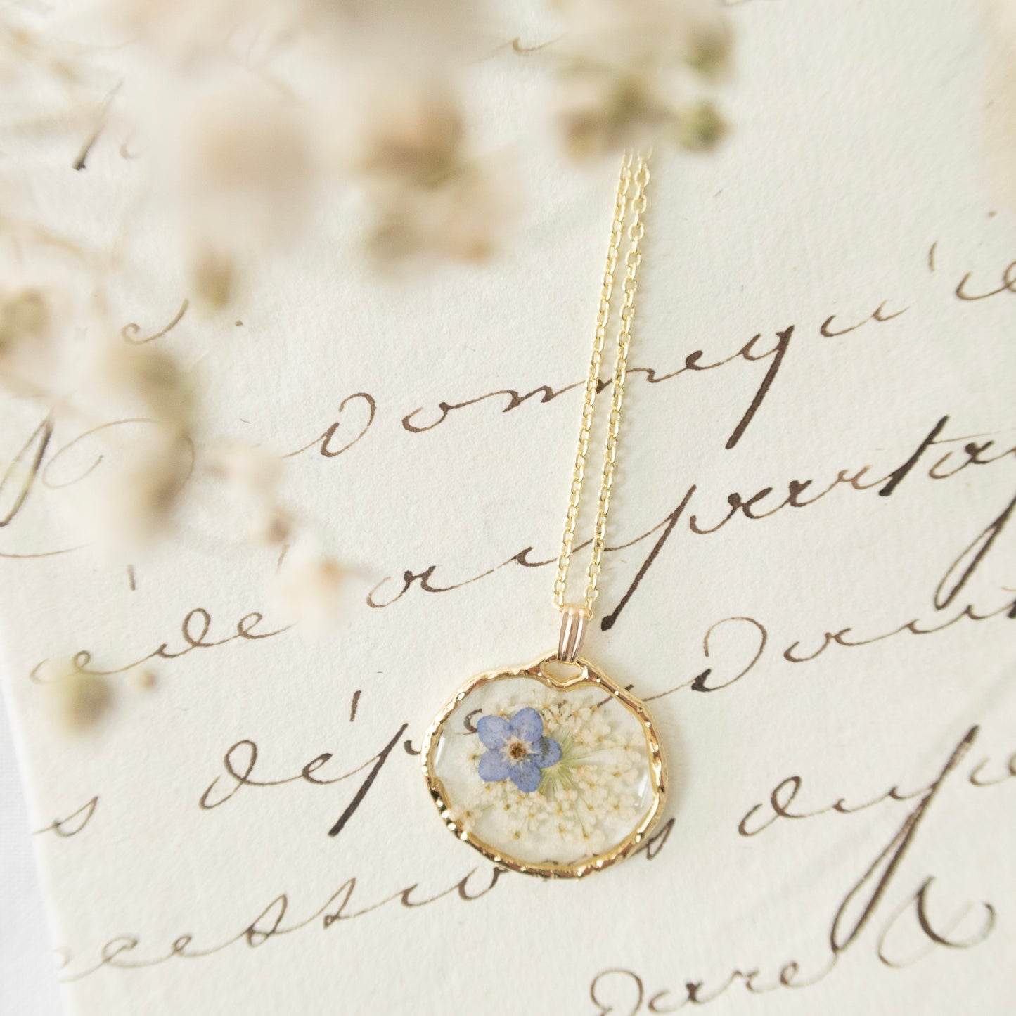 The Trouvaille Blue Forget Me Not Necklace